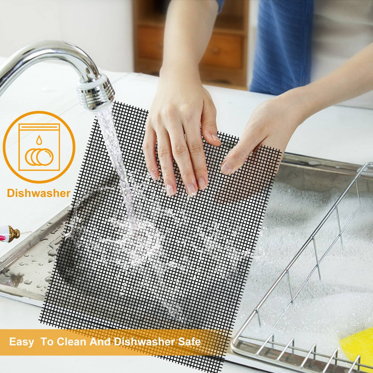 Reusable Non-Stick BBQ Grill Mat - Beige, 500°F Heat Resistant