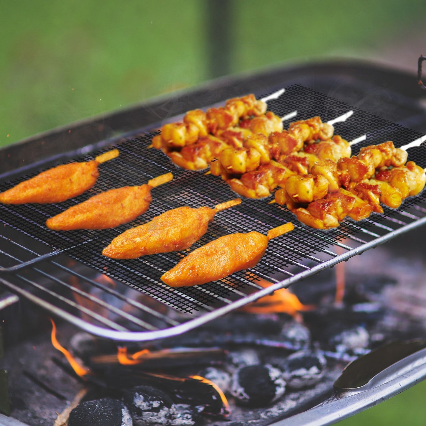 Reusable Non-Stick BBQ Grill Mat - Beige, 500°F Heat Resistant