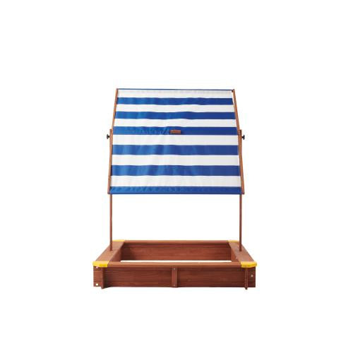 46-Inch Wooden Sandbox with Adjustable Canopy for Kids