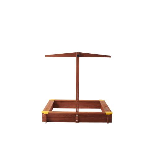 46-Inch Wooden Sandbox with Adjustable Canopy for Kids