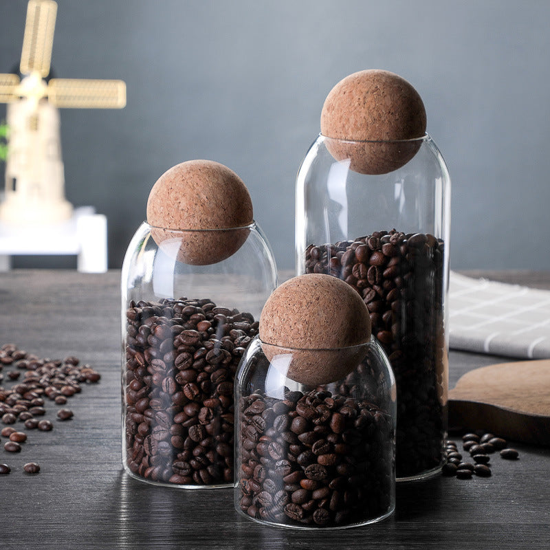 Glass Storage Jar with Cork Lid - Minimalist Dry Food Container