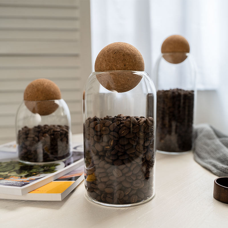 Glass Storage Jar with Cork Lid - Minimalist Dry Food Container
