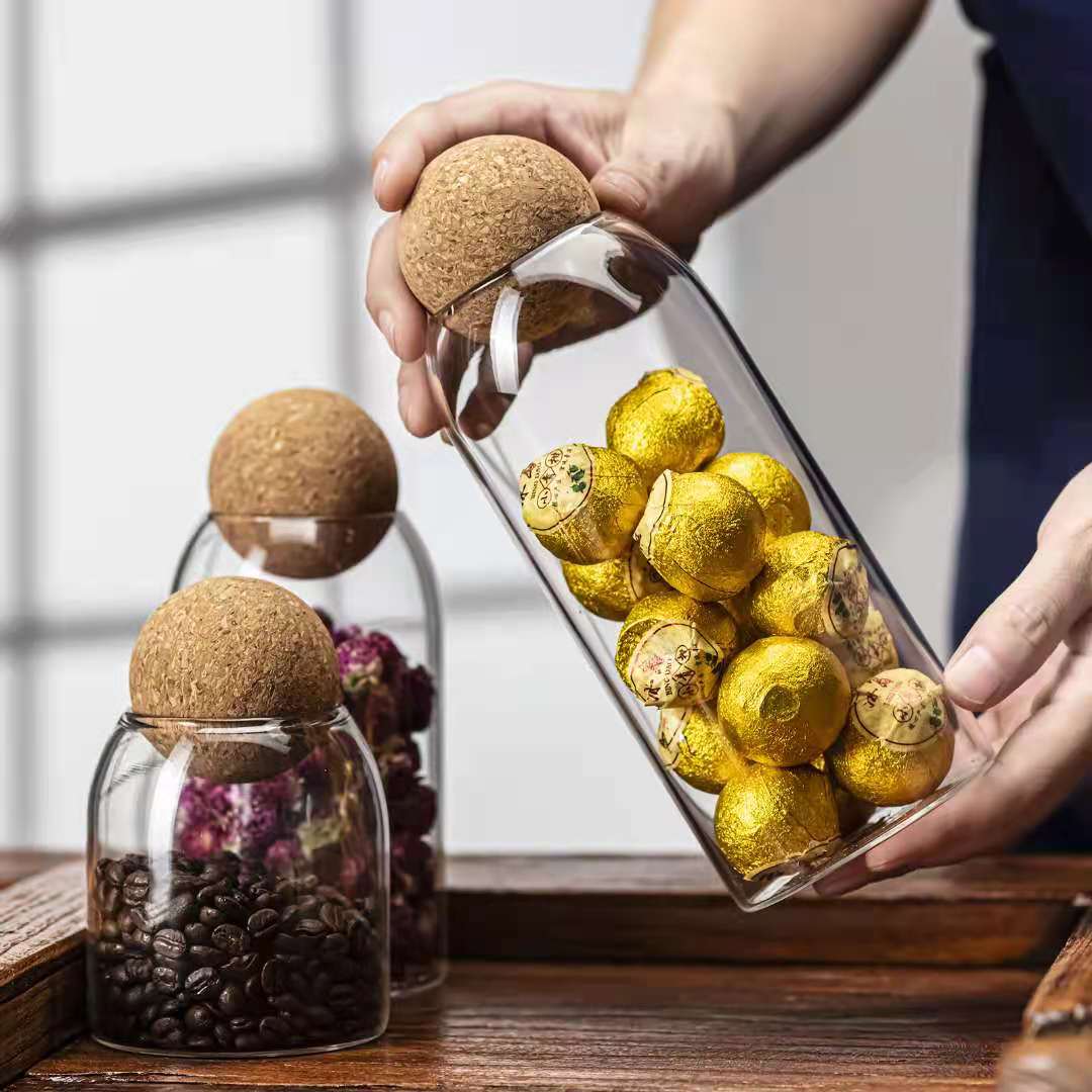 Glass Storage Jar with Cork Lid - Minimalist Dry Food Container