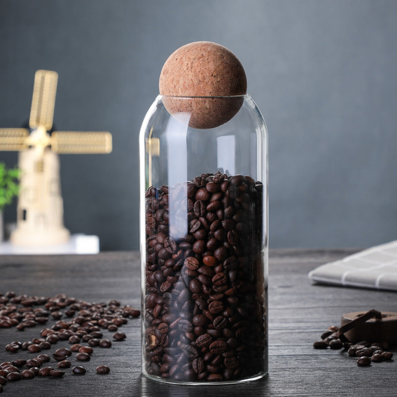Glass Storage Jar with Cork Lid - Minimalist Dry Food Container