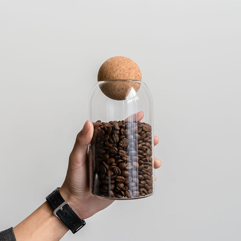 Glass Storage Jar with Cork Lid - Minimalist Dry Food Container