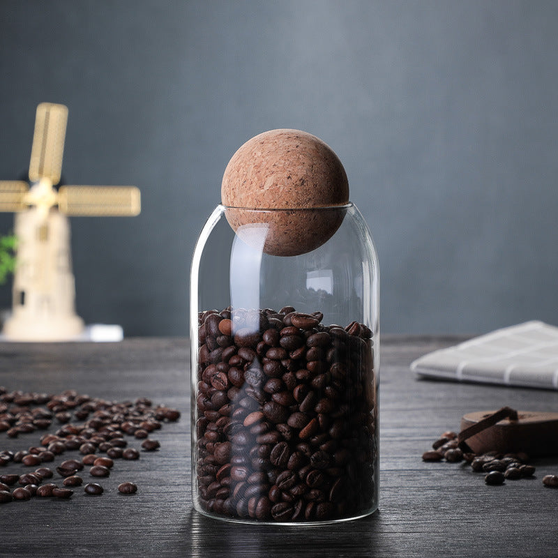 Glass Storage Jar with Cork Lid - Minimalist Dry Food Container