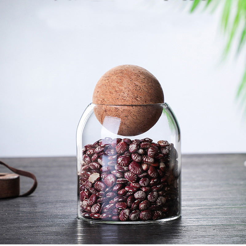 Glass Storage Jar with Cork Lid - Minimalist Dry Food Container