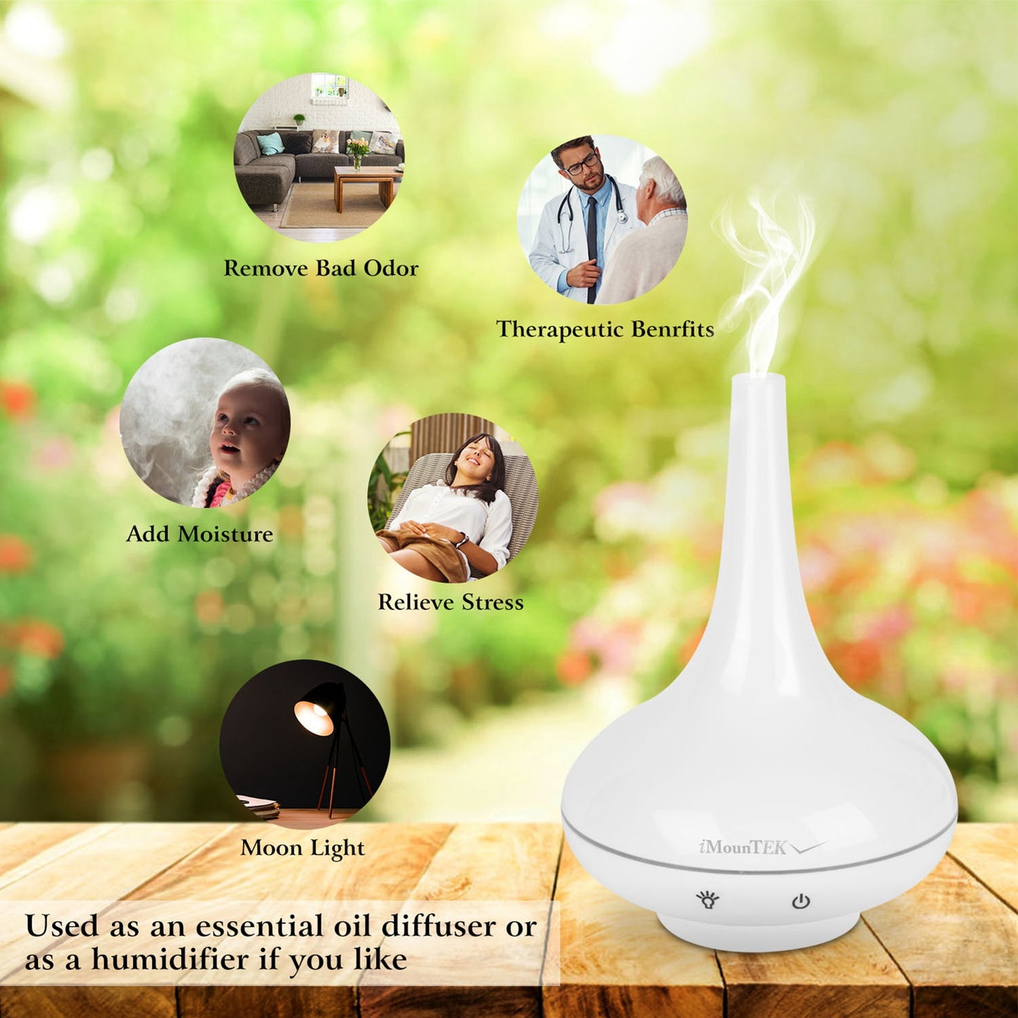 200ml Ultrasonic Essential Oil Diffuser with LED Lights