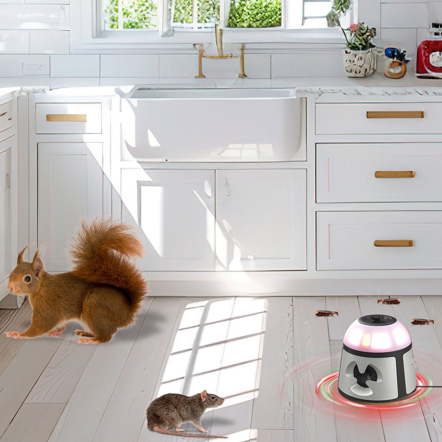 Ultrasonic Rodent Repeller with 4 Modes & 9 Strobe Lights
