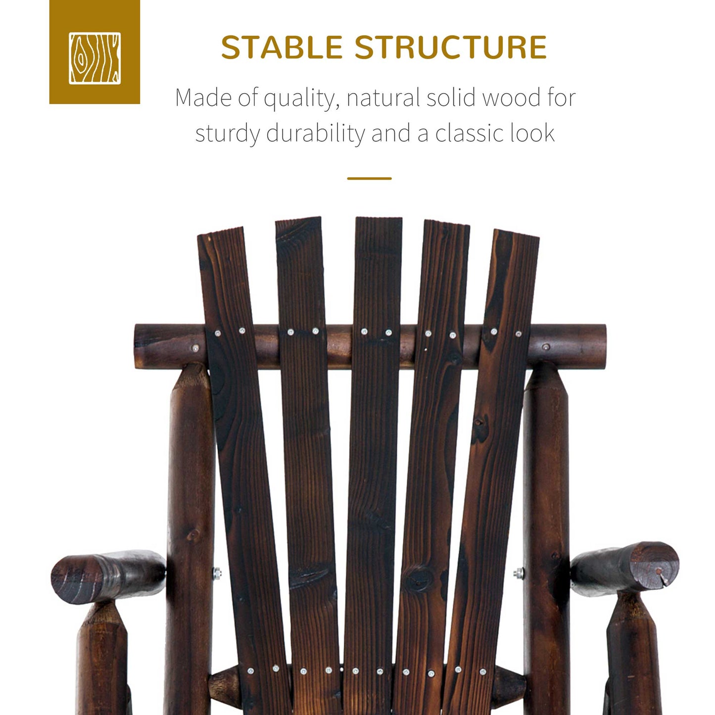 Adirondack Rocking Chair - Rustic Wooden Design for Patio