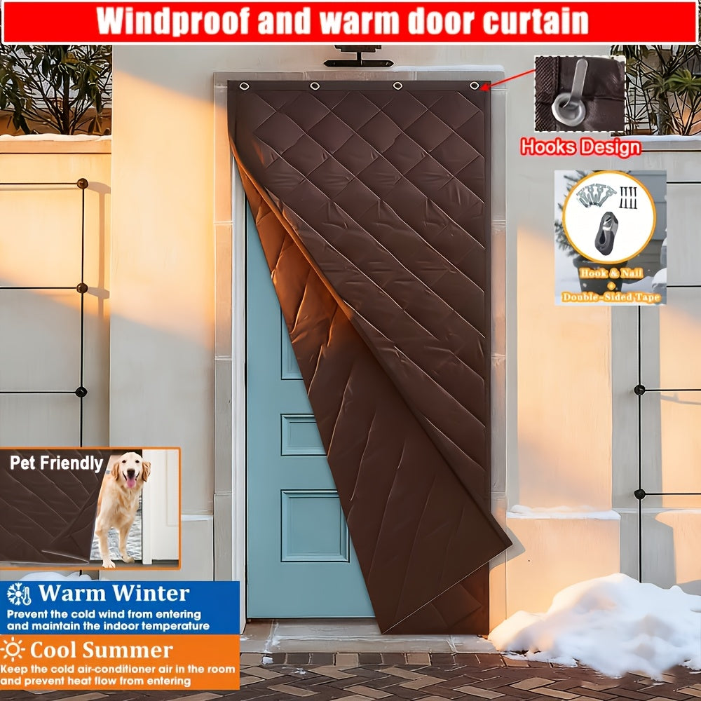 Magnetic Sealed Insulated Door Curtain - Windproof, Soundproof, Heat Blocker for Home Garage Retail