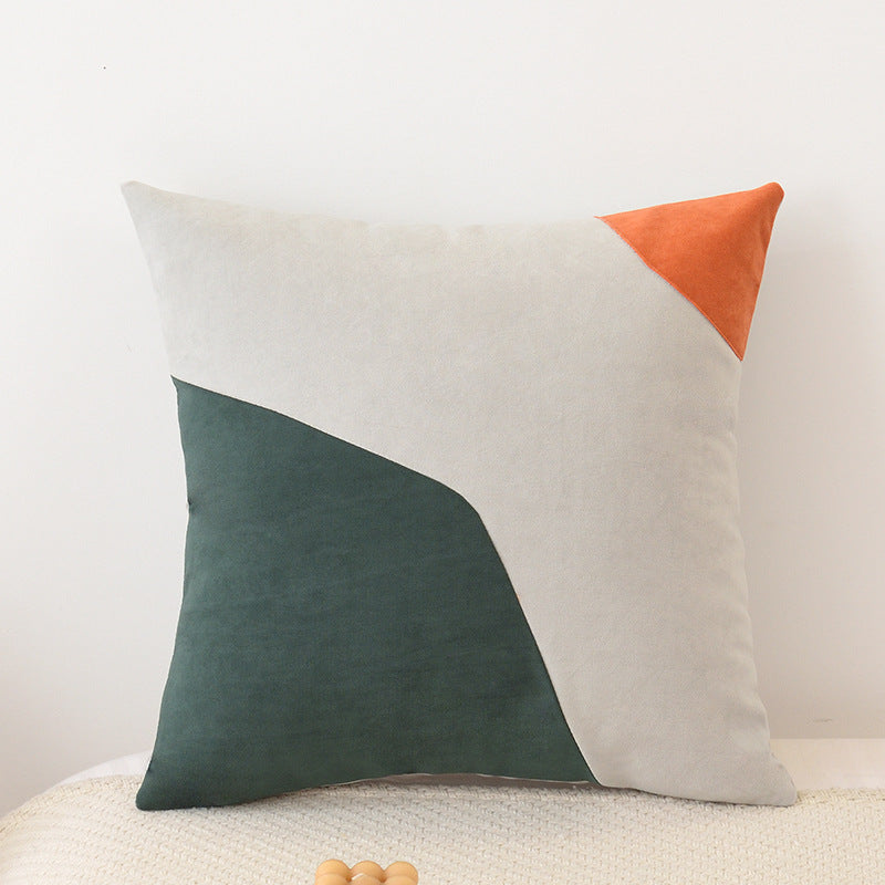 Nordic Solid Color Geometric Stitching Pillow Cover - Washable Cotton