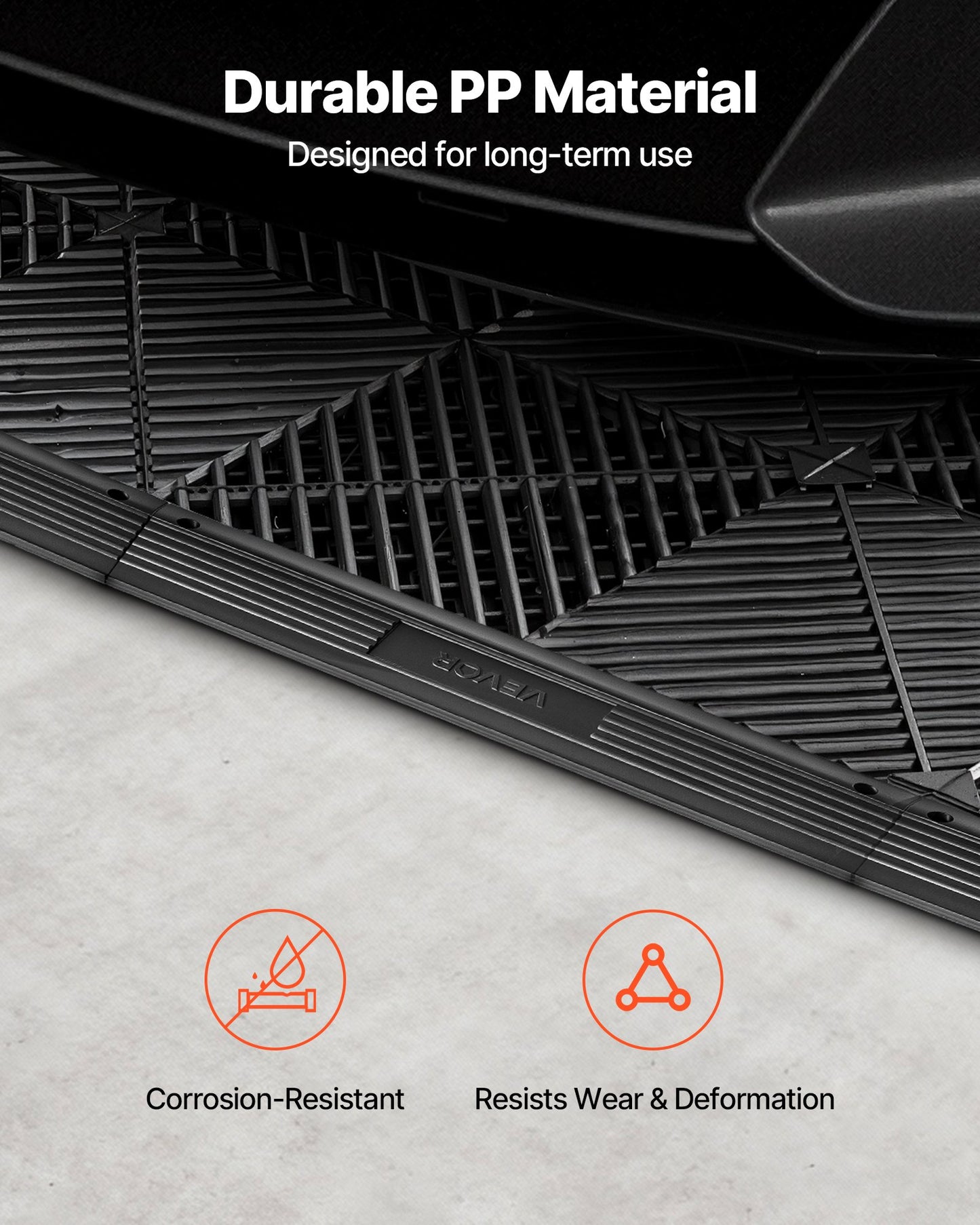 Garage Floor Transition Edge Kit 11-Piece Black Durable Edging for Wet Areas