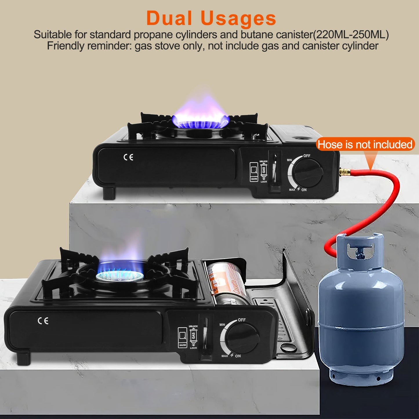 Portable Camping Stove - 3300W Dual Fuel Burner with Ignition