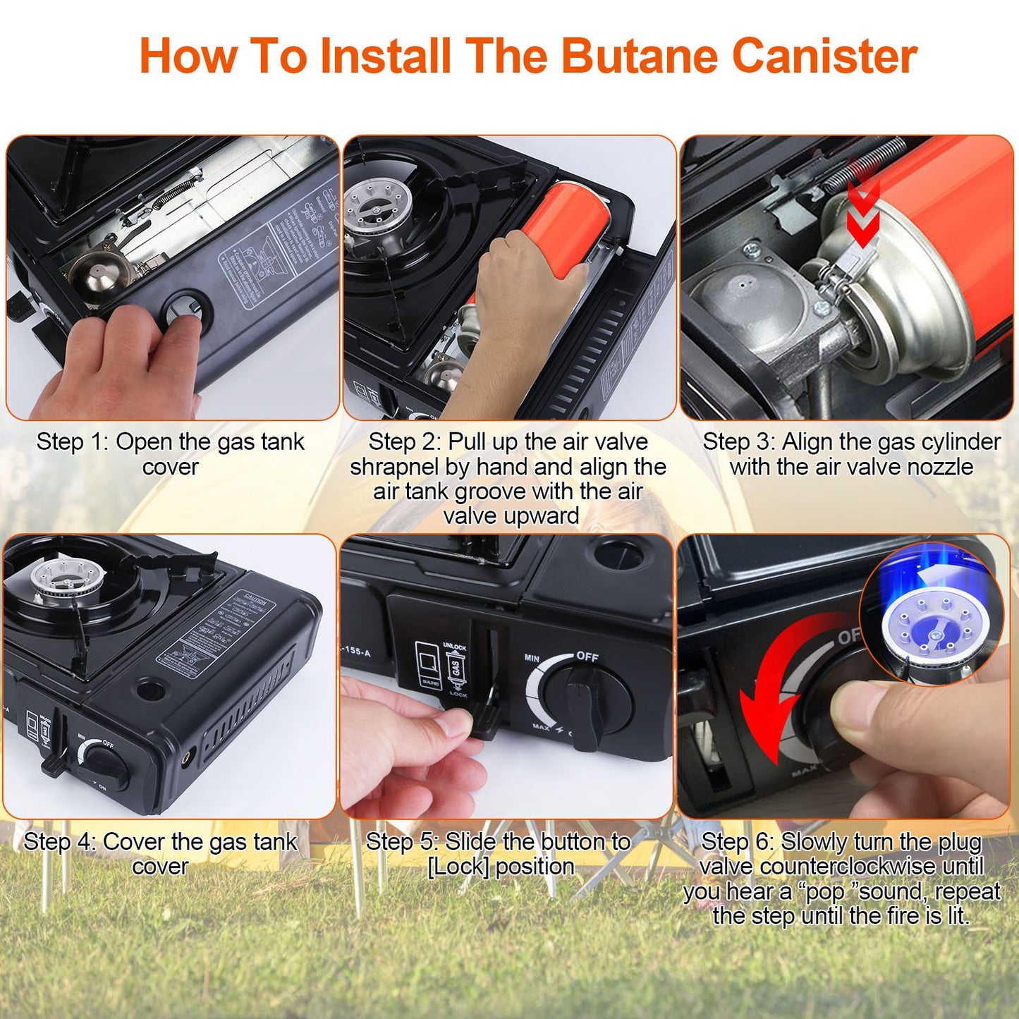 Portable Camping Stove - 3300W Dual Fuel Burner with Ignition