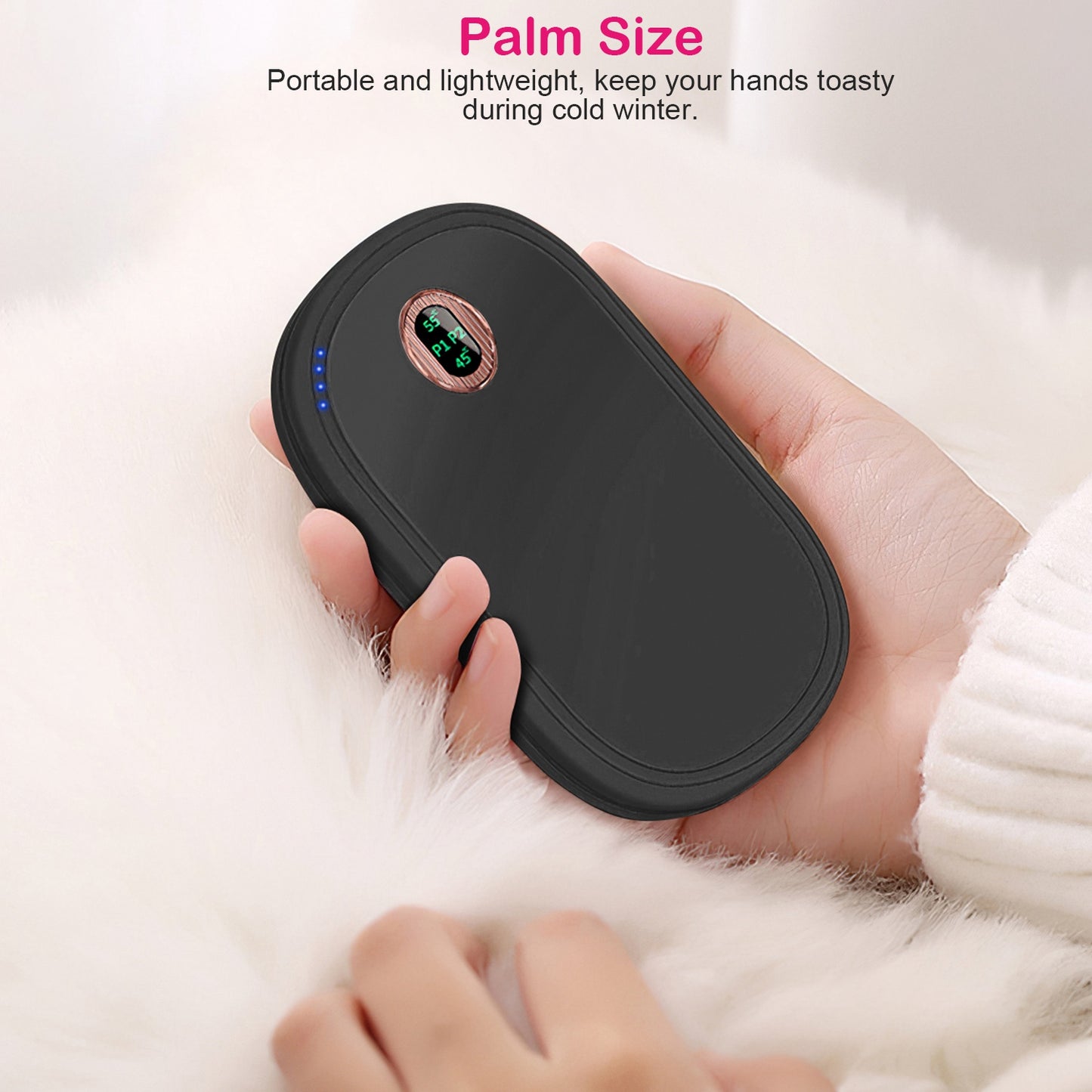 Rechargeable Hand Warmer - Portable Power Bank with Digital Display