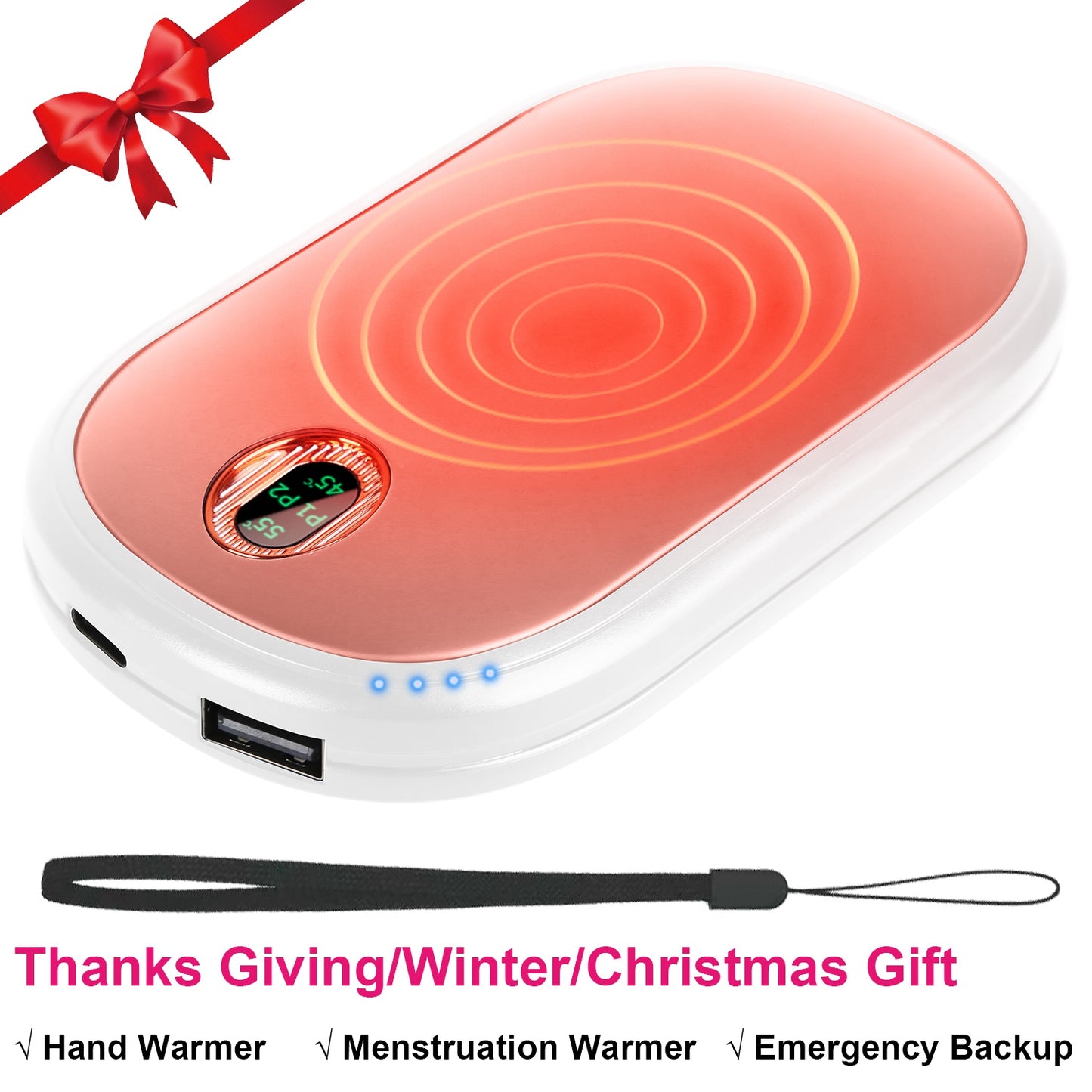 Rechargeable Hand Warmer - Portable Power Bank with Digital Display