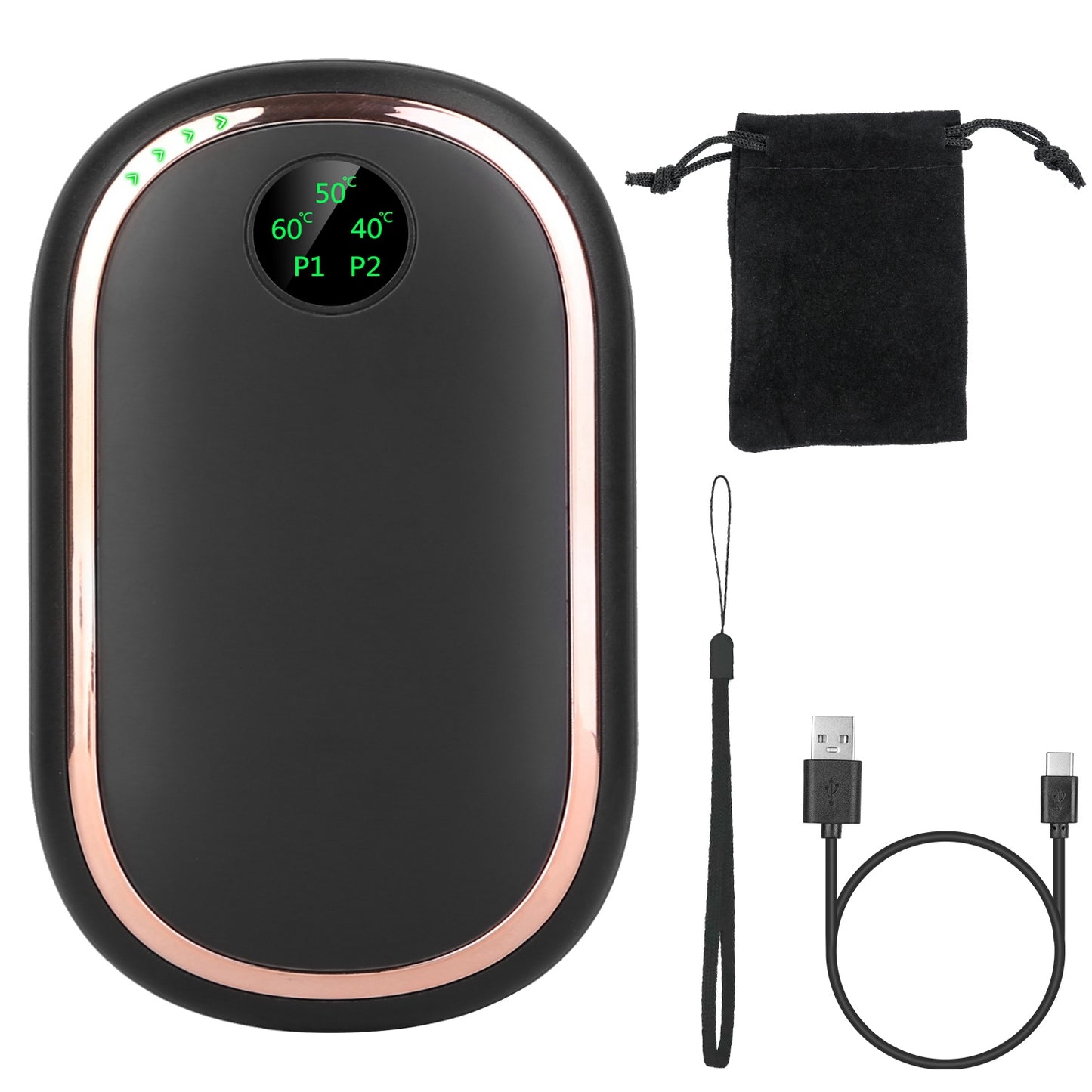 Rechargeable Hand Warmer with Digital Display - 3 Heating Levels