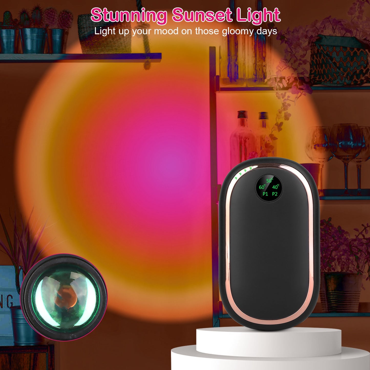 Rechargeable Hand Warmer with Digital Display - 3 Heating Levels