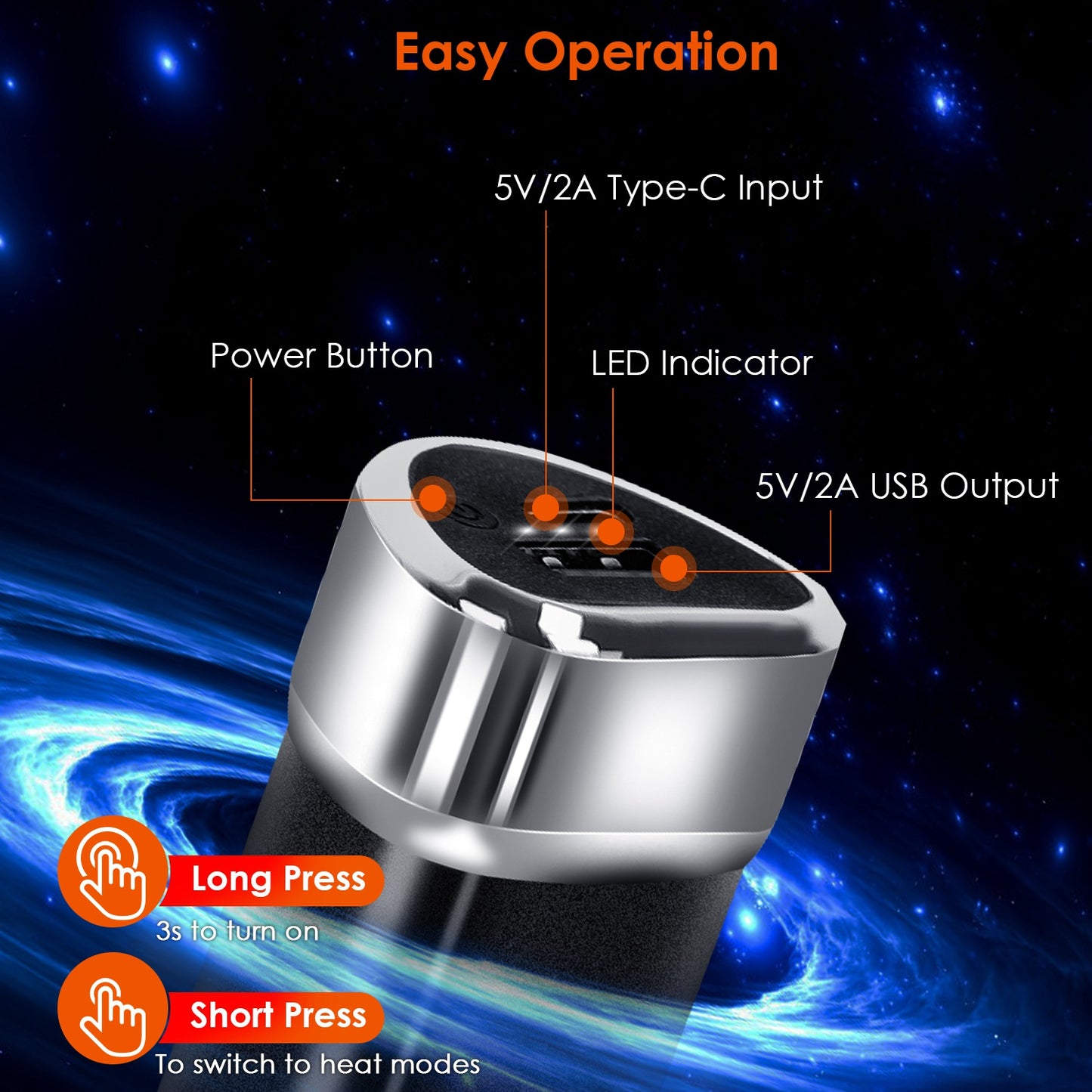 2-Pack Magnetic Hand Warmers & Power Bank with 3 Heating Levels