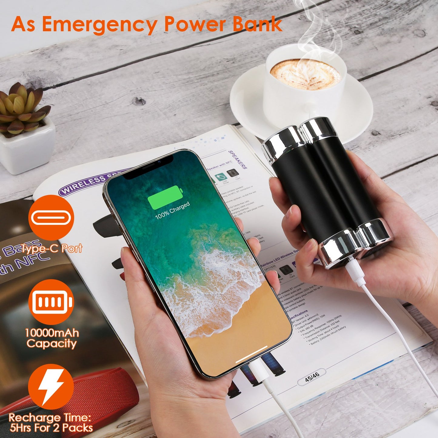 2-Pack Magnetic Hand Warmers & Power Bank with 3 Heating Levels