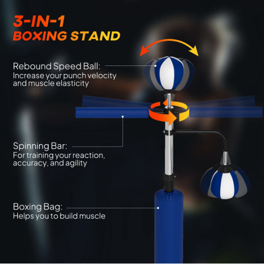 Speed Punching Bag Stand for Agility & Reaction Training - Blue