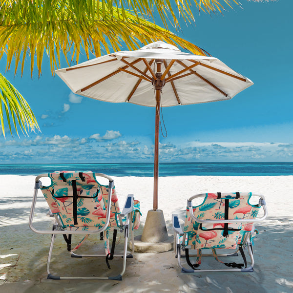 Flamingo Pattern Folding Beach Chair with Adjustable Back