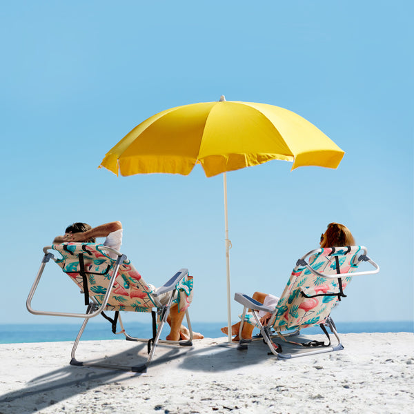 Flamingo Pattern Folding Beach Chair with Adjustable Back