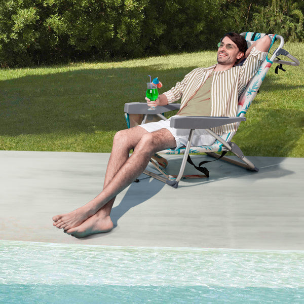 Flamingo Pattern Folding Beach Chair with Adjustable Back