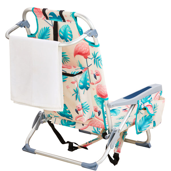 Flamingo Pattern Folding Beach Chair with Adjustable Back