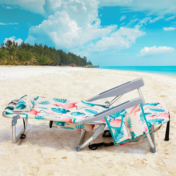 Flamingo Pattern Folding Beach Chair with Adjustable Back