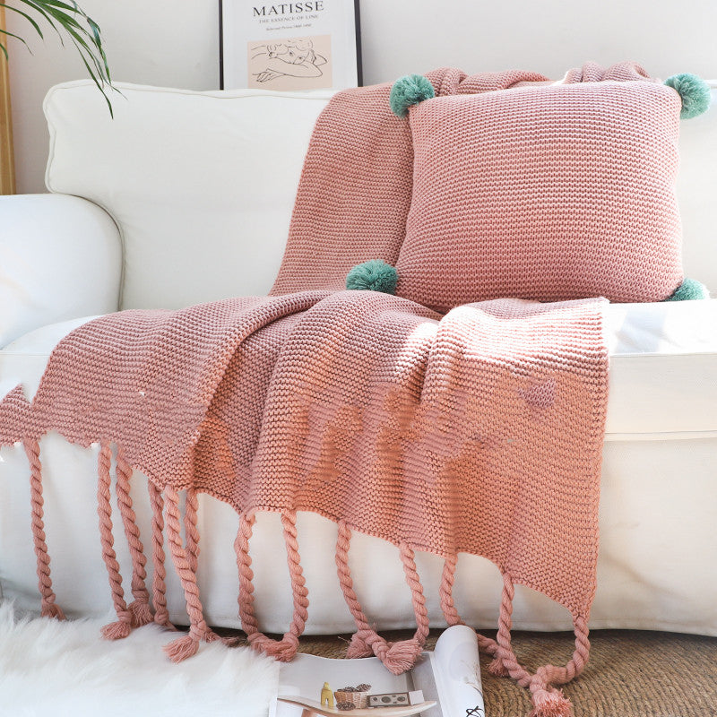 Thick Wool Knitted Sofa Blanket Nordic Style Cozy Throw 130x170cm or 130x200cm