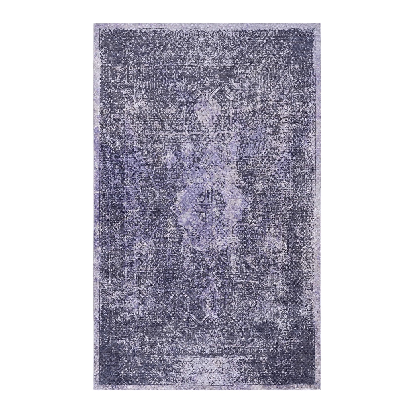 MAVAL Anthracite Washable Rug 4x6 Area Anthracite, 4' X 6'