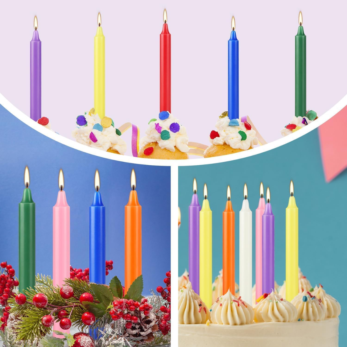40 Pack Multi-Colored Spell Chime Candles - 4 Inch Unscented