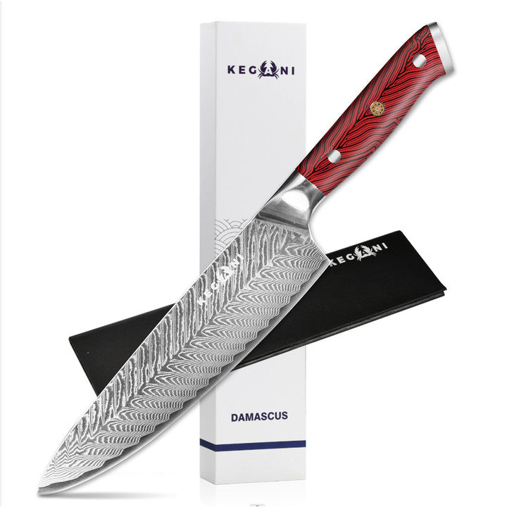 7-Inch Damascus Meat Cleaver Knife - AUS-10 Steel Core, G10 Handle
