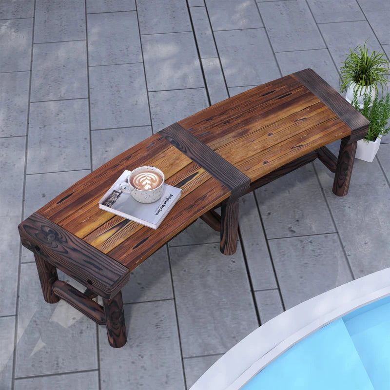 Wooden Semicircular Garden Bench - Brown Fir Wood