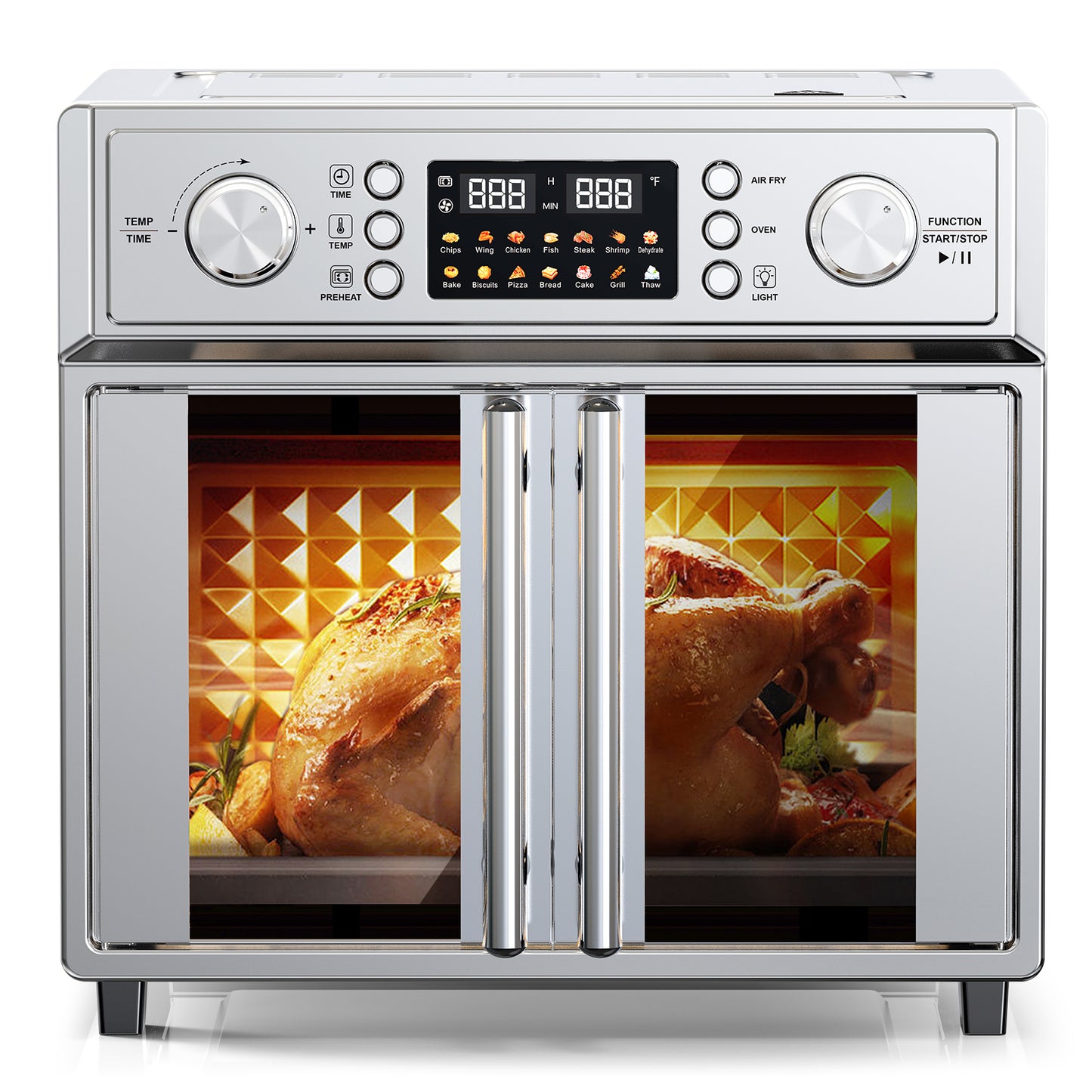 29.5QT Digital French Door Air Fryer Toaster Oven - 14 Presets, Stainless Steel