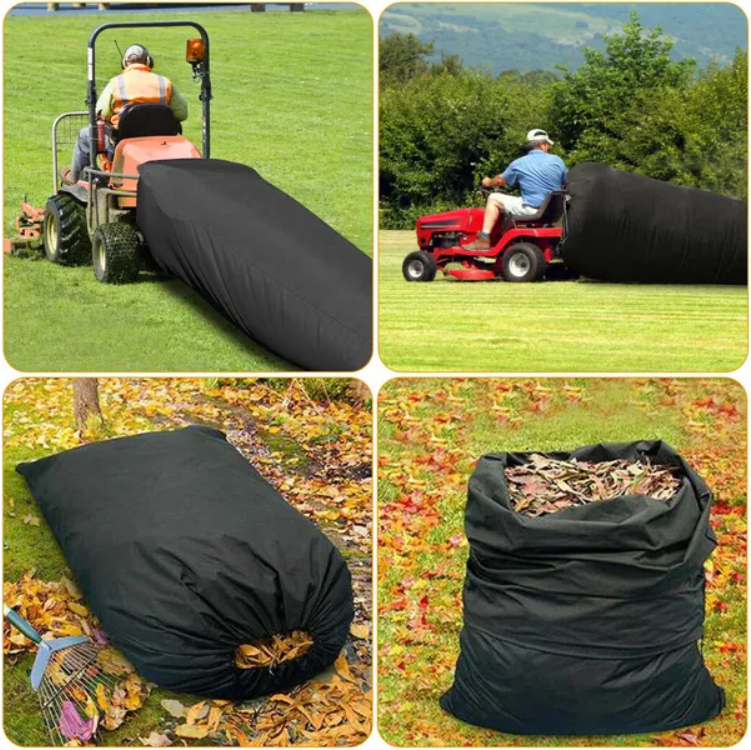 Black Lawn Tractor Leaf Bag 54 Cubic Feet Garden Waste Collector with Drawstring
