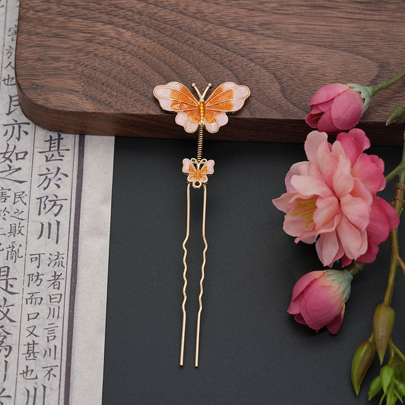 Women's Versatile Hair Accessory with Butterfly Design - Retro Hairpin or Headband