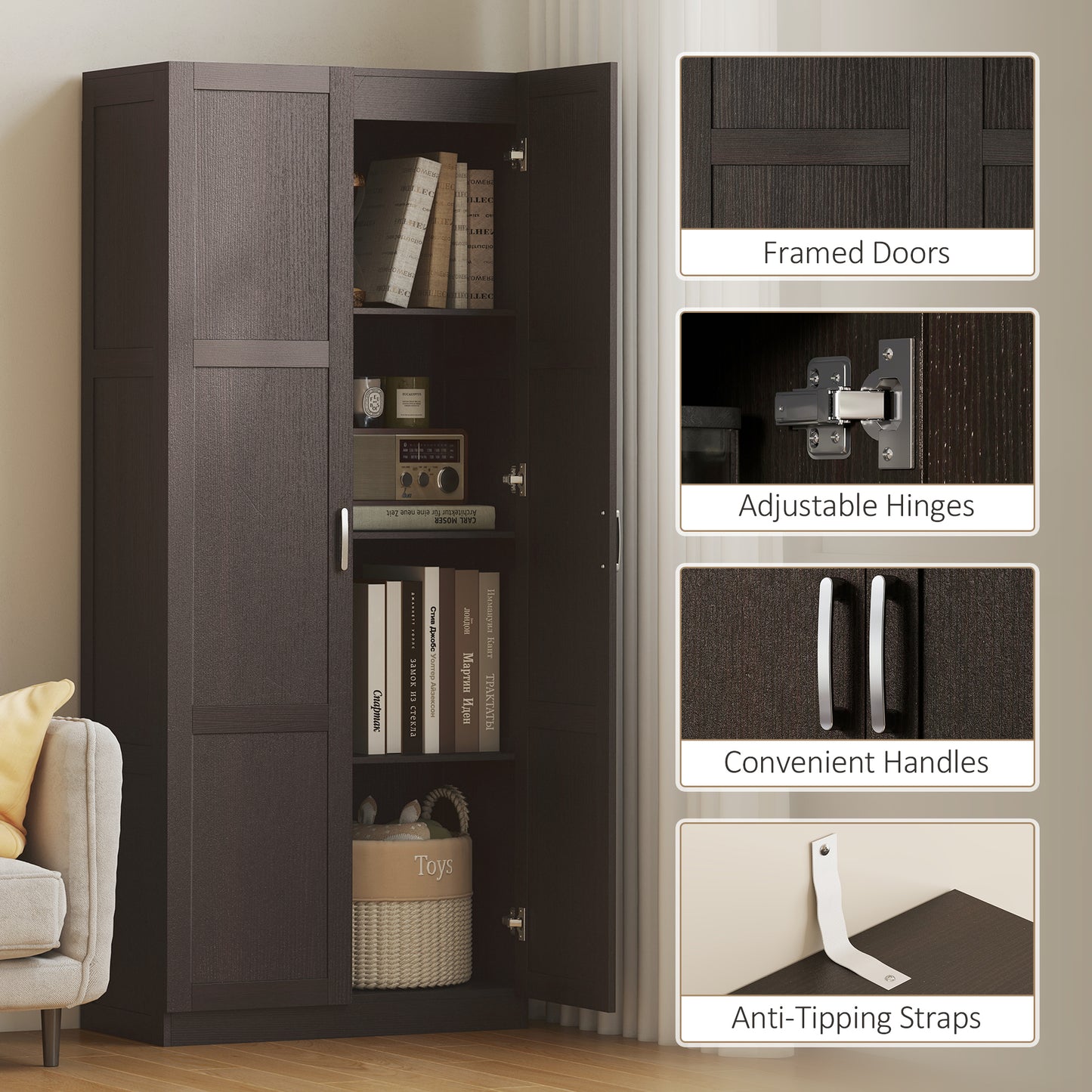 Farmhouse Pantry Cabinet, 71" Tall Kitchen Storage Cabinet with