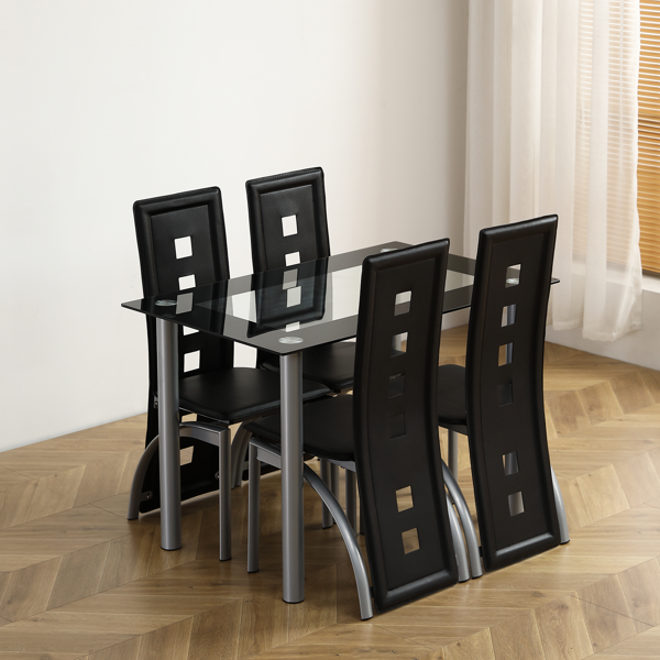 110cm Tempered Glass Dining Table with Stainless Steel Frame