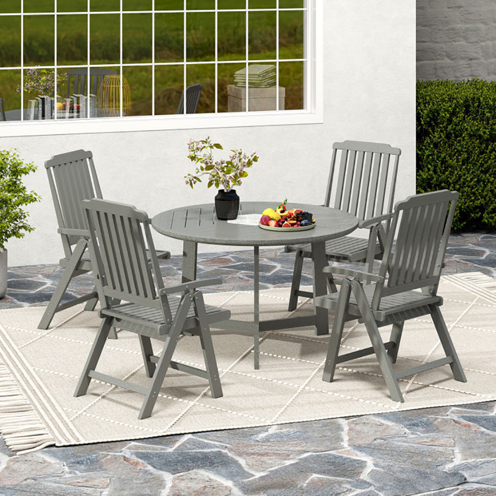 Foldable Patio Chair All-Weather HDPE Outdoor Dining With Armrest For