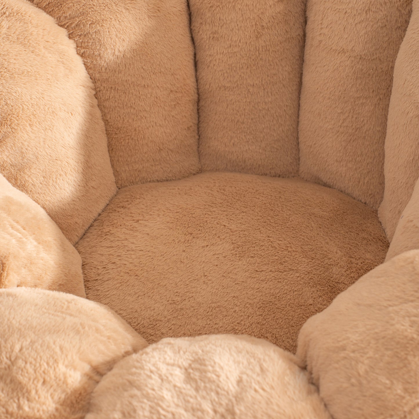 Oversized Faux Fur Bean Bag Chair - Khaki Plush Sofa for Gaming