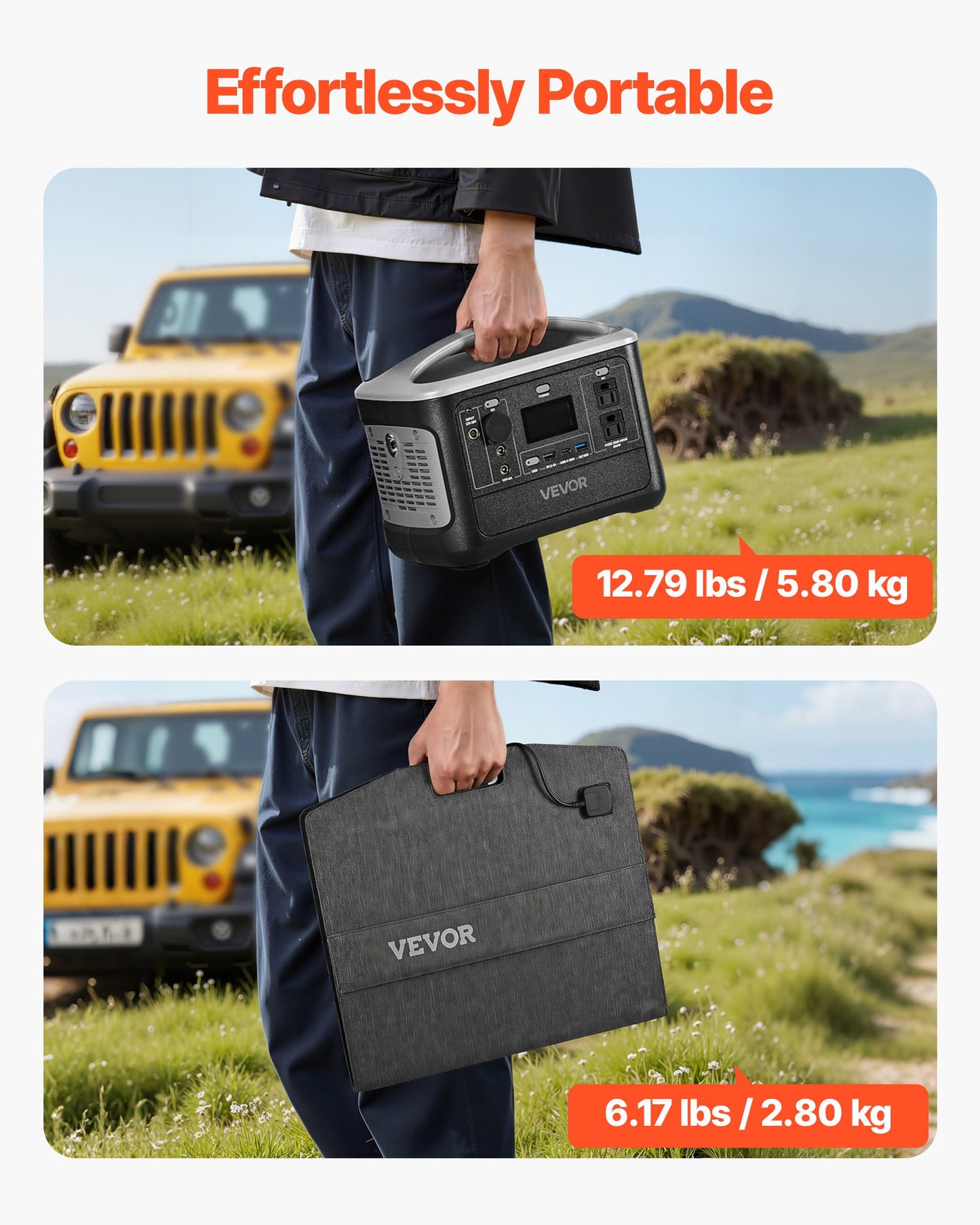 Portable Power Station with 100W Solar Panel 600W Backup Battery for Camping & Emergency