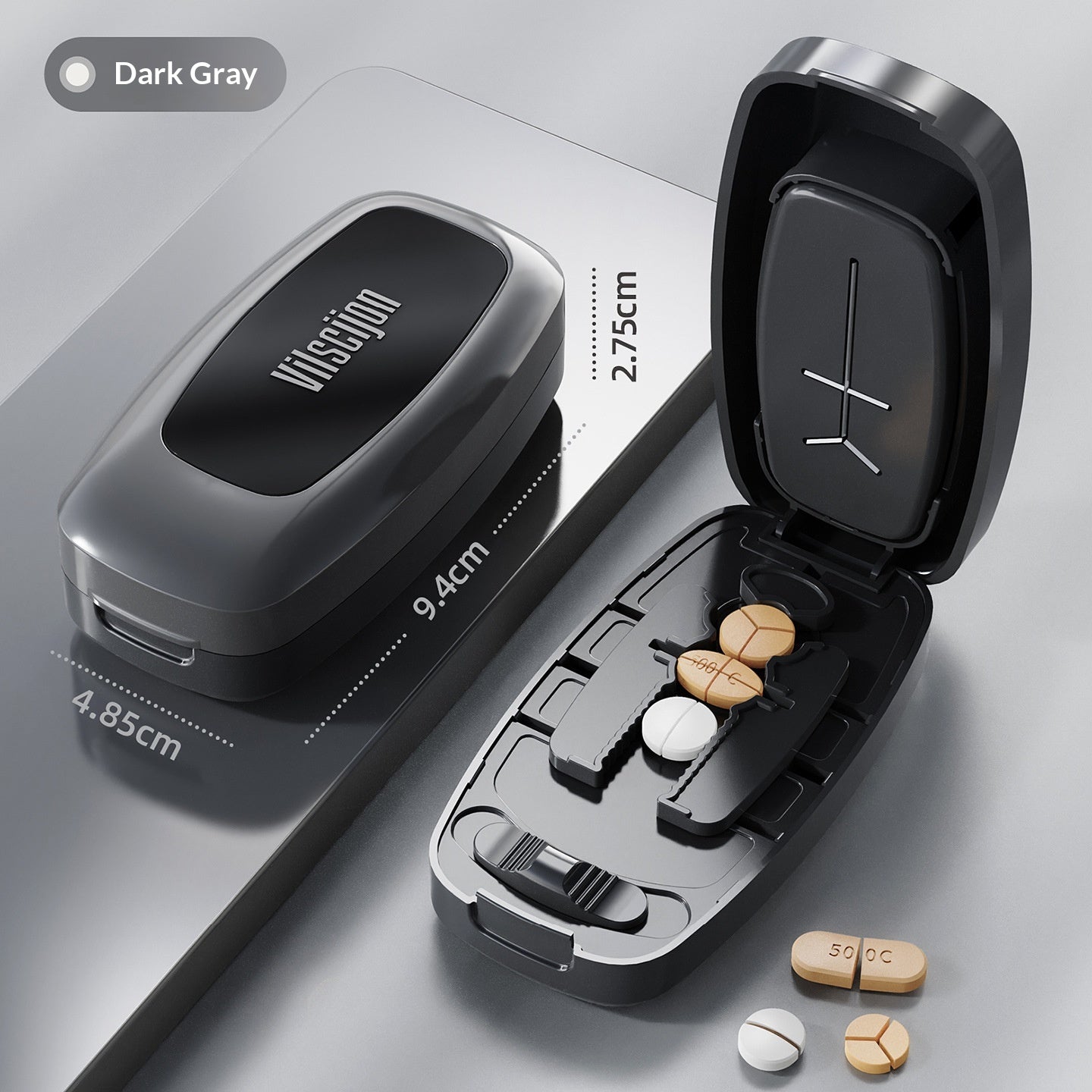 Multi-Function Pill Cutter with Compartments - Small Size