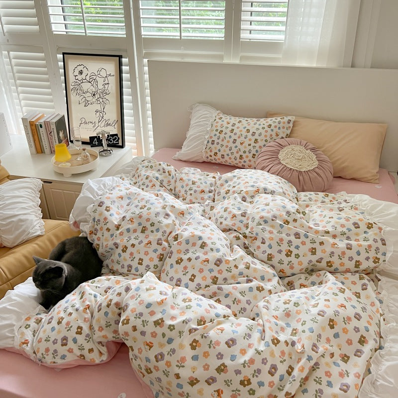 Pastoral Floral Bedding Set with Sheets and Pillowcases - Cotton Comfort