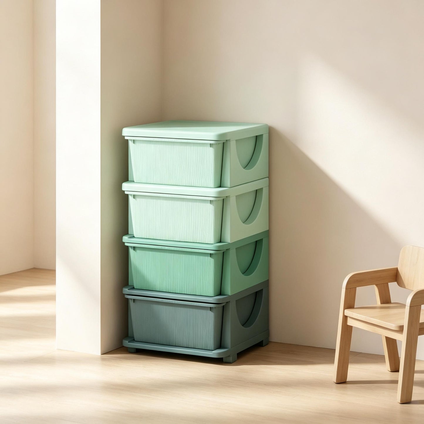 Child-Friendly Toy Storage Organizer - Green Multi-Tier Unit