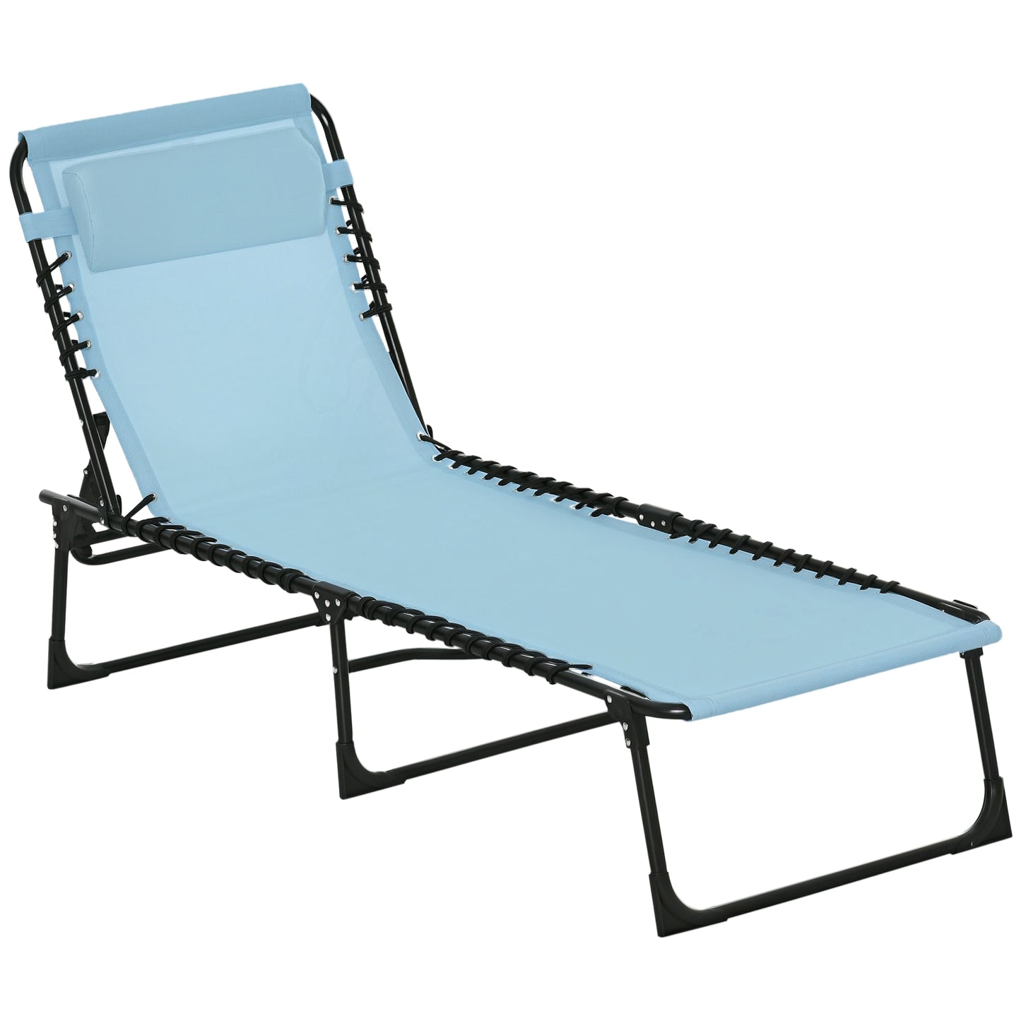 Folding Chaise Lounge Pool Chair - 4-Position Recline, Baby Blue
