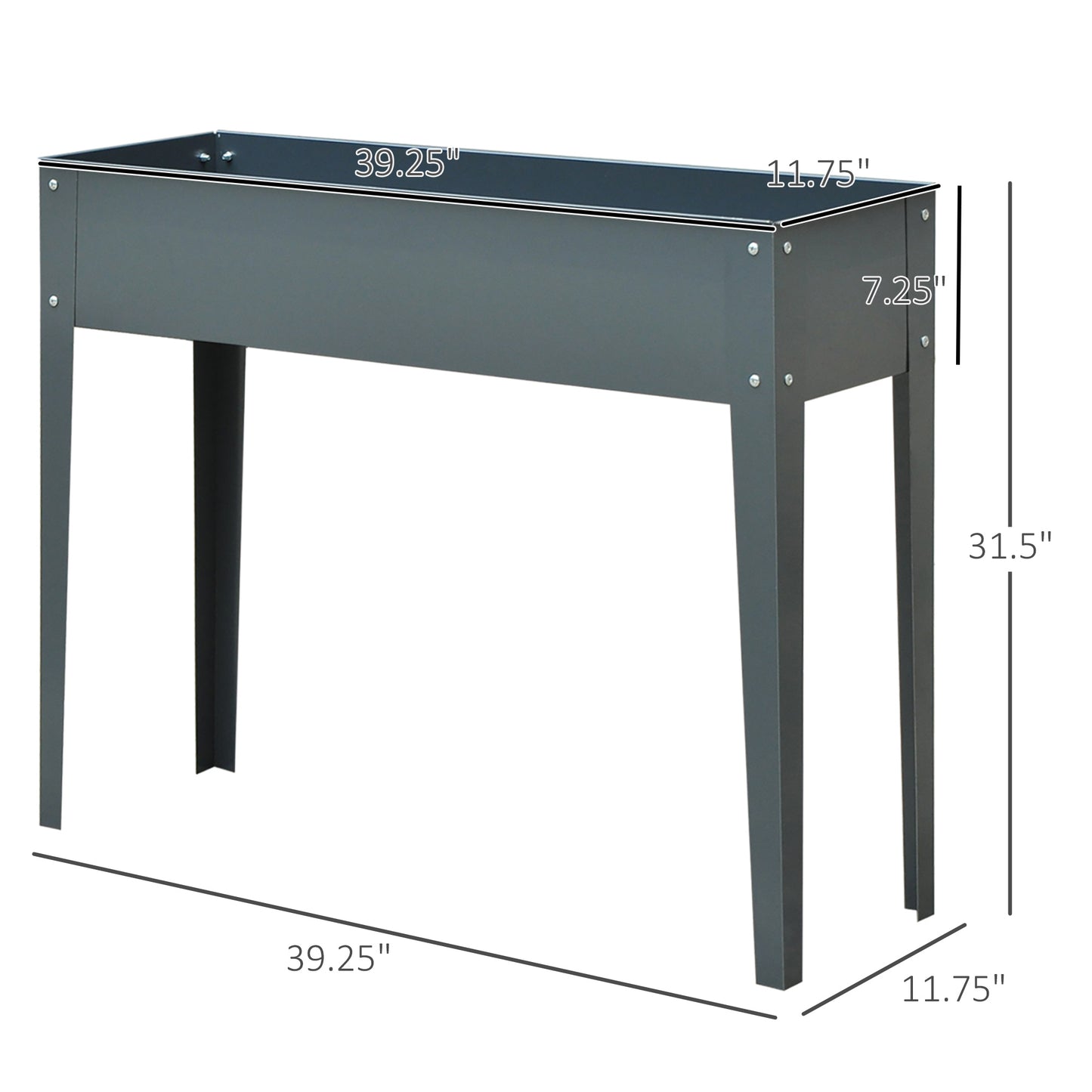Metal Raised Garden Bed with Legs - 39" x 12" x 32" Elevated Planter Box, Dark Gray