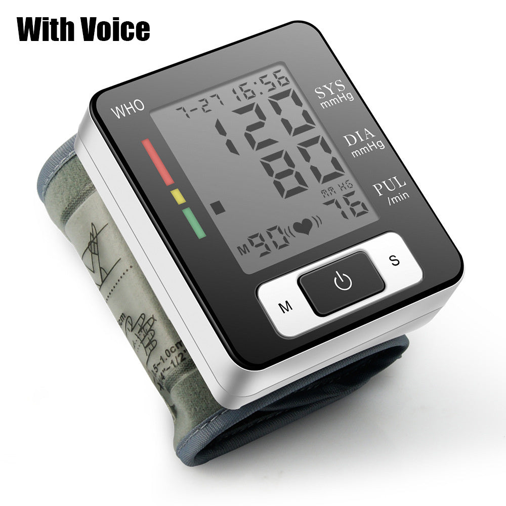 Automatic Wrist Blood Pressure Monitor with Adjustable Cuff and Memory